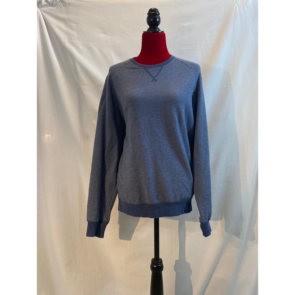 Charleston Threads sweatshirt large blue white soft fleece lined fun gently worn